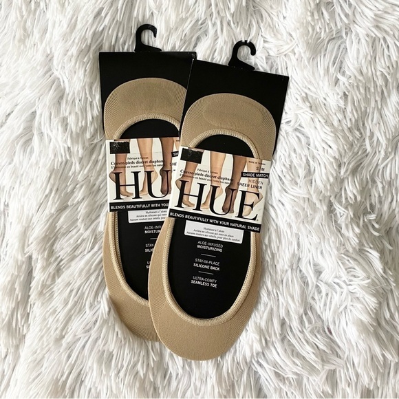𝅺HUE NWT 2 x Hidden Sheer Sock Liner Nude Aloe Infused - Picture 2 of 6